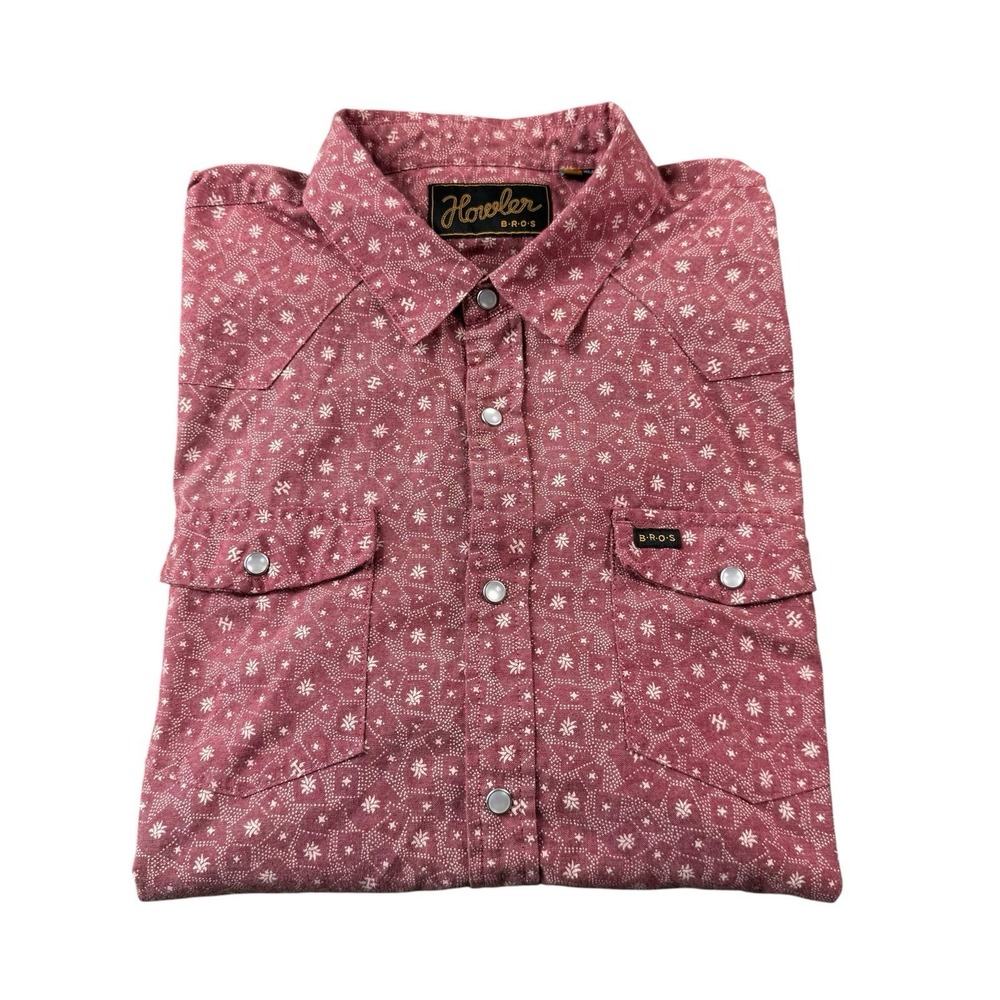 Howler Brothers Red Agave Pearl Snap Western Cowboy Shirt Size XL Excellent